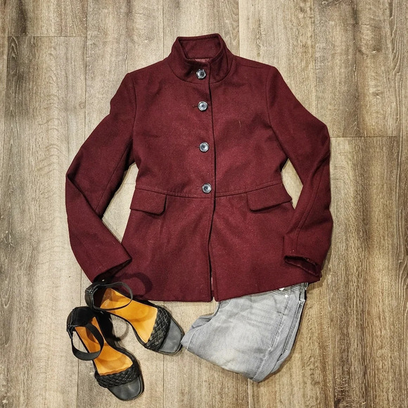 Old Navy Burgundy Peacoat - Picture 1 of 5